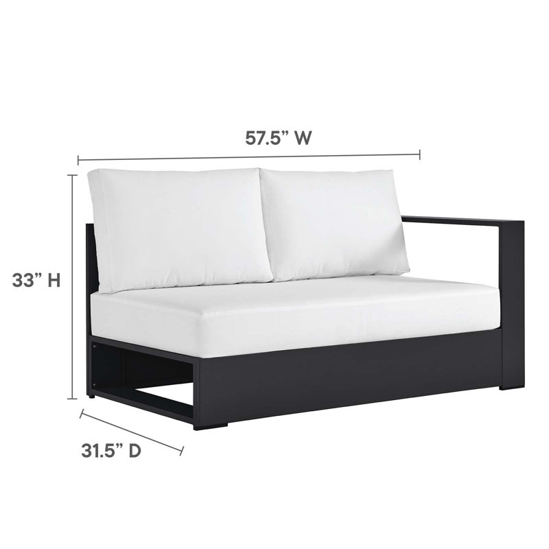 Ensemble de canapé modulaire d'extérieur 2 pièces Modway Tahoe, Accoudoir à gauche (vu de face), Blanc