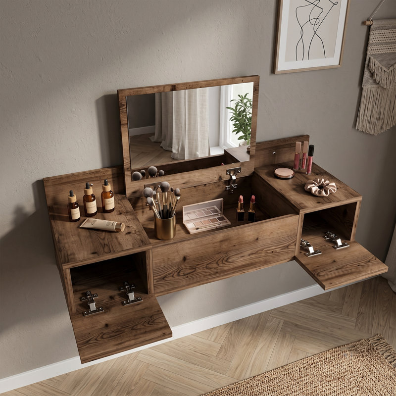 Flush Mount Vanity Make-Up Table with Mirror