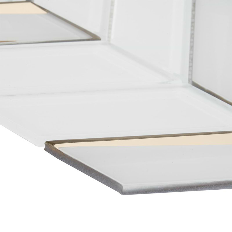 Kasol 11x13 Chevron Polished Mirrorerd Glass Mosaic Tile, Roma Mirror