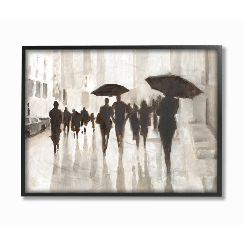 «Monotone Black and White Rains City Crowd» par Ethan Harper, impression, H 16 po x l 20 po x P 1,5 po