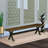X-Style Modern Dining Bench with Wood Seat, Wire-brushed Black Finish.-78631025-78631026