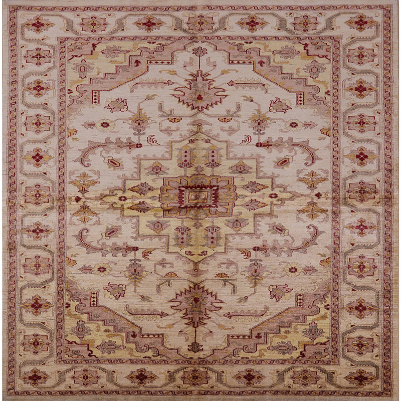 Tapis oriental rose / ivoire Bedros, Carré 4 pi