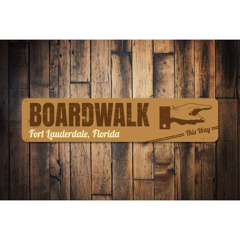 Panneau en métal Boardwalk Direction, H 6 po x l 24 po x P 0,06 po