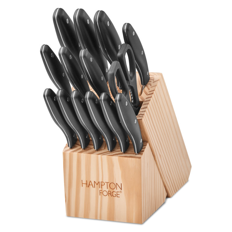 Hampton Forge Rochester - 15 Piece Knife Block Set, Full Tang, Triple Rivets