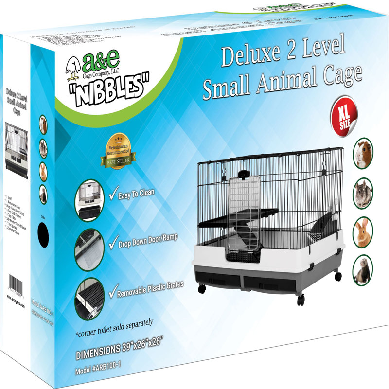 Cage de luxe à 2 niveaux pour animaux 32 "x 21" Clairabelle, Petit (H 26 po x l 39 po x P 26 po)