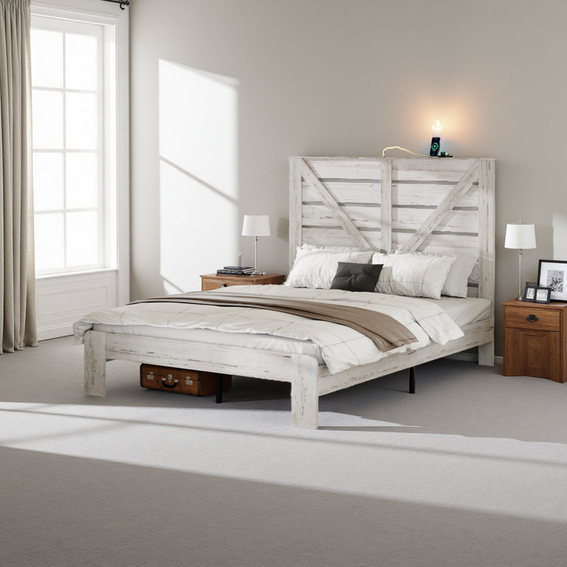 Tête de lit, base de lit plateforme en bois, silencieux, aucun sommier nécessaire et outil d'assemblage facile, grand rangement sous le lit