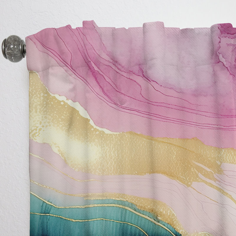 Toile abstraite à motif géométrique abstrait en marbre rose III - velours obscurcissant - 1 panneau, L 52 po x L 120 po