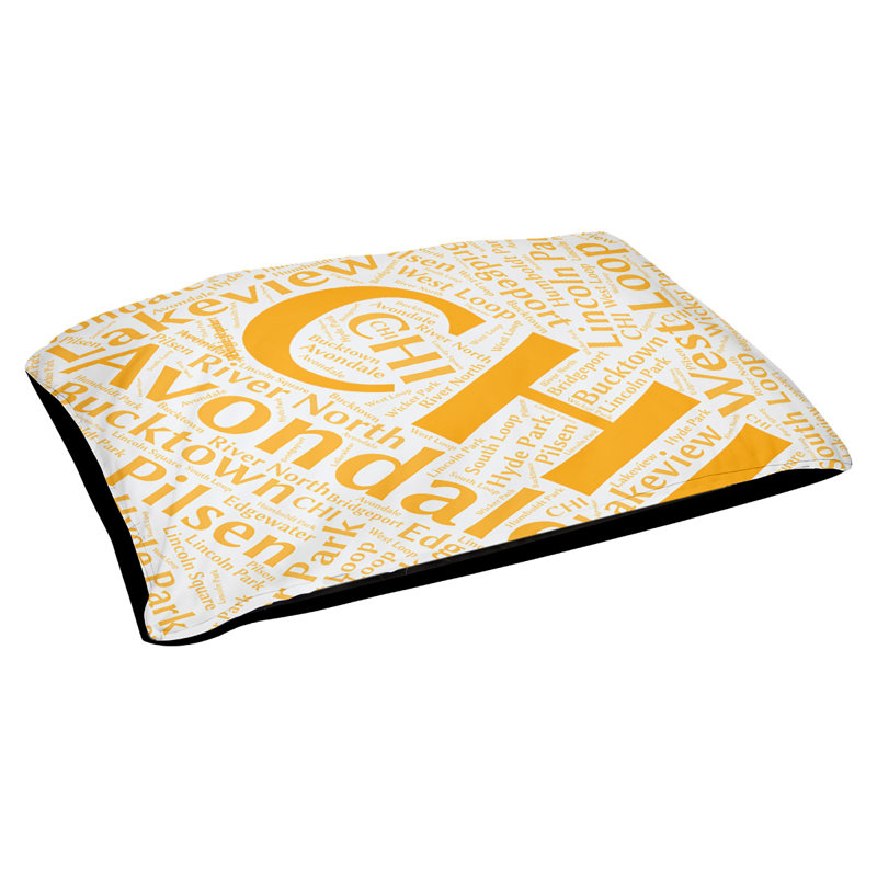 Coussin de chien « districts », Orange, Grand (l 40 po x P 30 po x H 14 po), Chicago