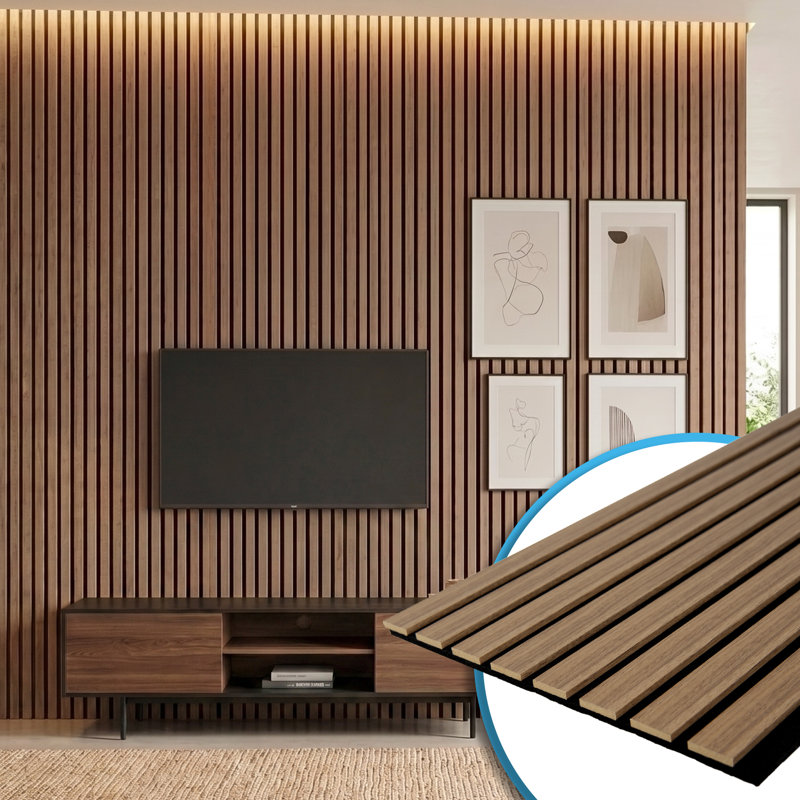6Pcs 93" L x 12" W Acoustic Wood Paneling,3D Fluted Soundproof Wall Paneling for Wall and Ceiling,Slat Wood Wall Panels(46.5 sq.ft.)