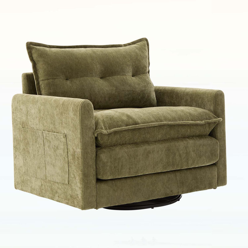 Swivel Barrel Chair, Olive Green