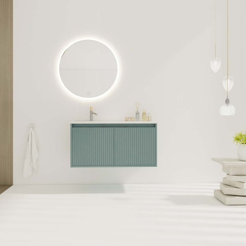 Meuble-lavabo flottant 36 po avec lavabo en résine