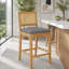 Tabouret de bar en bois massif à dossier en rotin, coussin en lin mat avec mousse à haute résilience et ressorts en S, idéal pour un îlot de cuisine de style rustique / naturel, ensemble de 2 tables basses pour salle à manger et café, gris-133569492