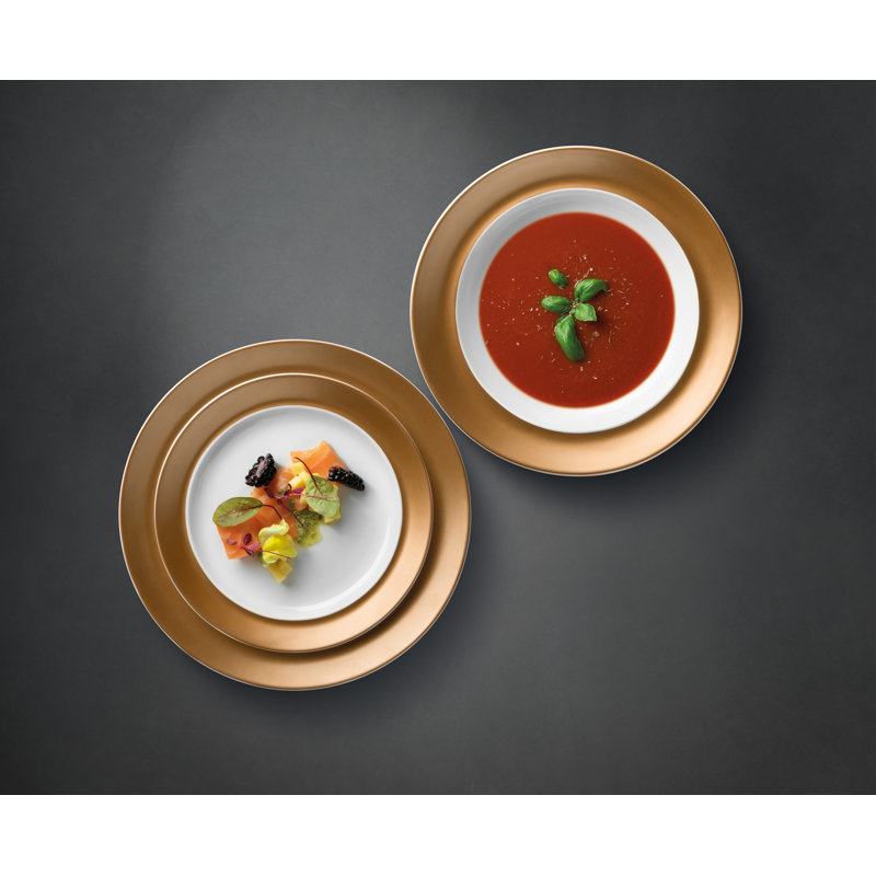 Assiette en porcelaine ronde 3 pièces BergHOFF GEM, Blanc / doré
