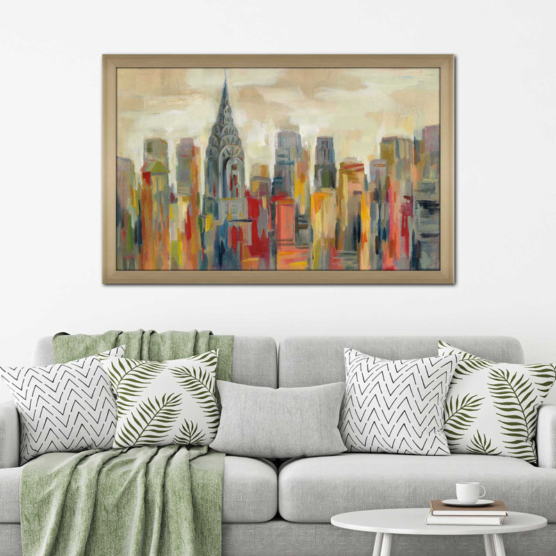 Manhattan, Chrysler Building - Peinture, Encadrement champagne, H 21,5 po x l 27,5 po x P 0,75 po