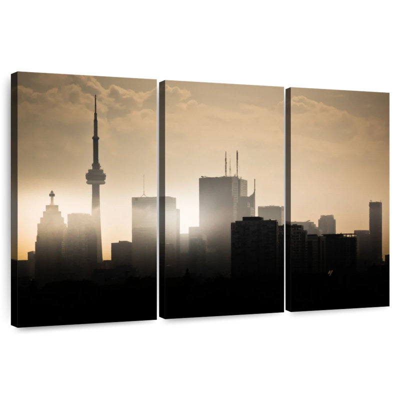 Sireci Toronto Skyline Sunset Silhouette, 28" H x 45" W
