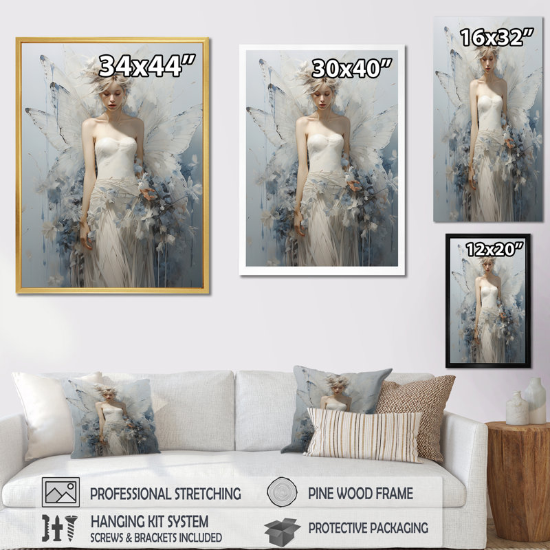 Fantaisie, minimalisme, fée des fleurs sur toile, H 32 po x l 24 po x P 1 po, Toile tendue
