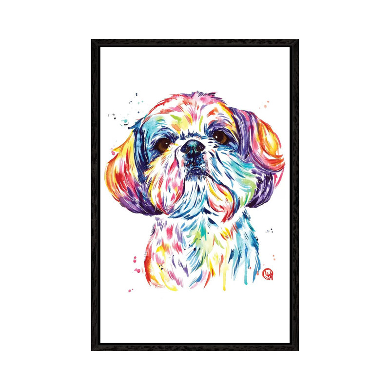 Kiki The Shih Tzu by Lisa Whitehouse - Print on Canvas, 66.04 cm H x 45.72 cm W, Black Framed Canvas