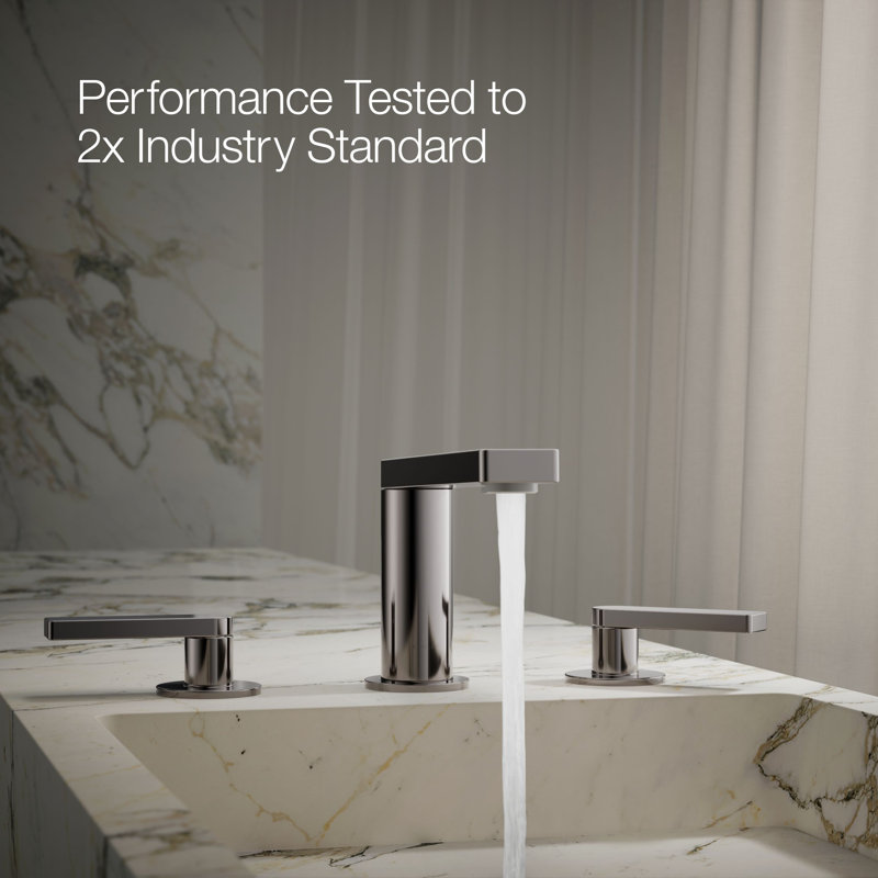 Composed Widespread Bathroom Faucet with Drain Assembly, Vibrant Titanium