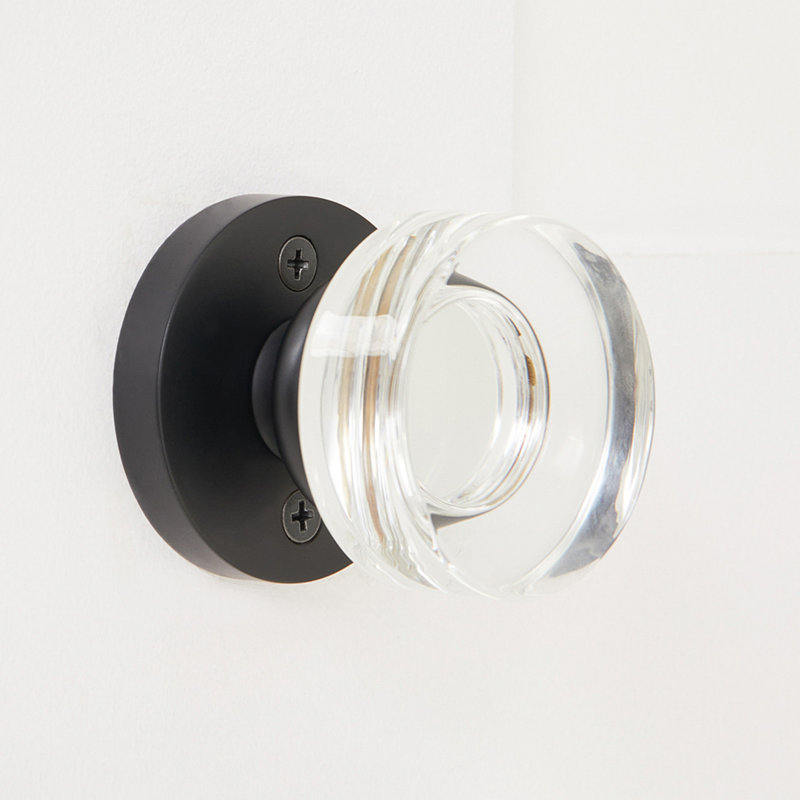Bouton de porte noir mat avec poignée ronde Crystal