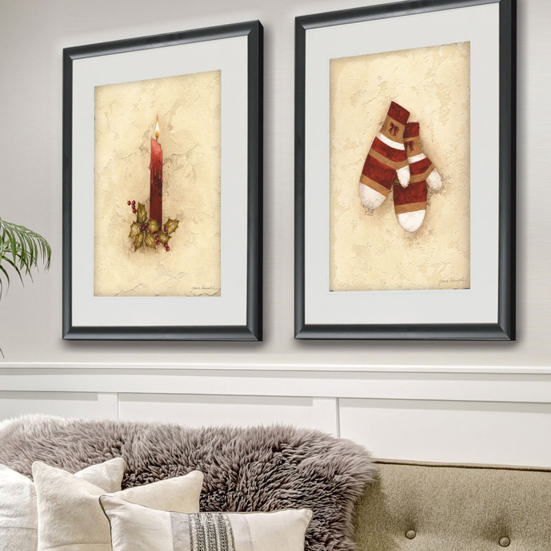 « bougie », ensemble de 2 reproductions de peintures à l’acrylique encadrées