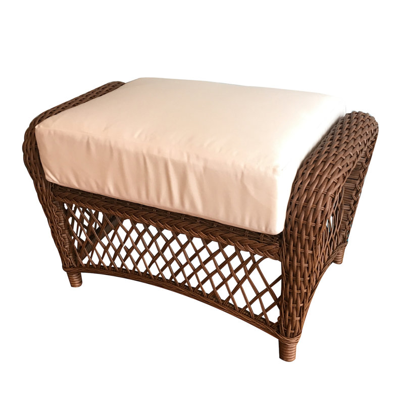 Repose-pieds extérieur avec coussin Elkin, Brun / toile naturelle