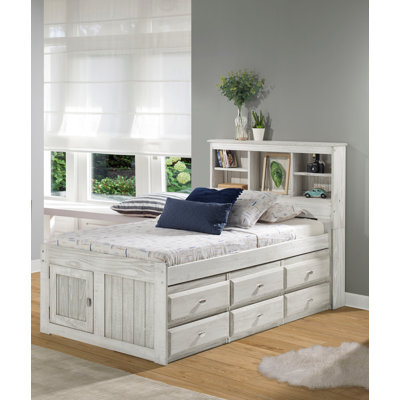Beckford Twin 6 Drawer Solid Wood Mate's & Captain's Bed with Bookcase