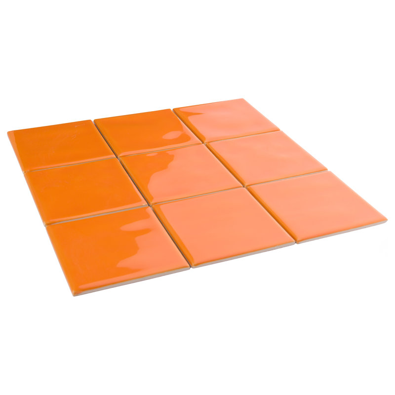 Twist Square 11-3/4 " x 11-3/4 " Ceramic Mosaic Wall Tile, Orange Sunset