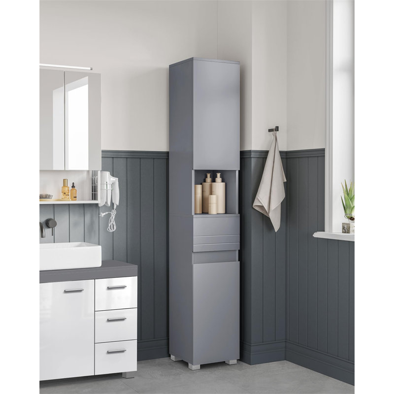 Cliffie Bathroom Cabinet, Grey/Brown/Blue