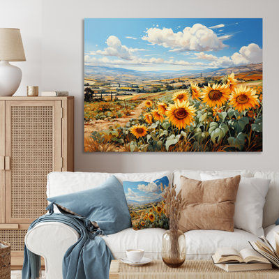 " Spain Sunflower Fields Heat Of Inland I " Mixed Media Print