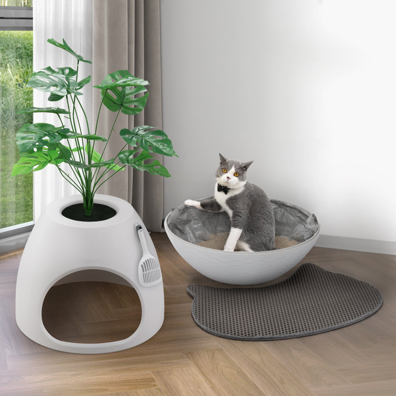 Polyethylene Plastic Litter Box, White