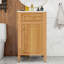 Meuble-lavabo de salle de bain avec lavabo en céramique, tablettes réglables, tiroir rabattable et portes à fermeture en douceur