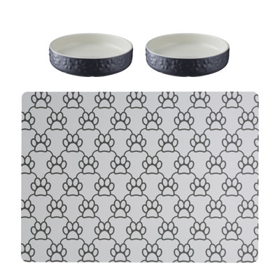 Colourmix Set Of 2 Cat Saucers & Placemat