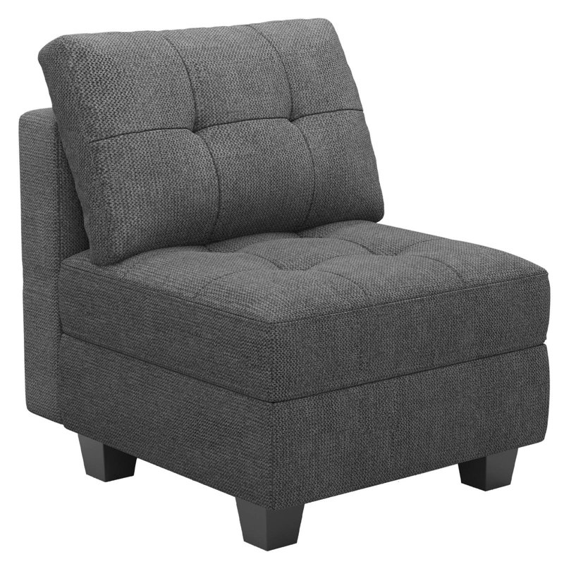 Soneson Armless Storage Slipper Chair, Dark Gray Linen