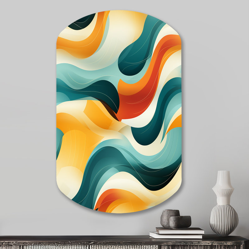 Mod Wave Revival I - Art mural asymétrique en métal Mid-Century, H 31 po x l 19 po