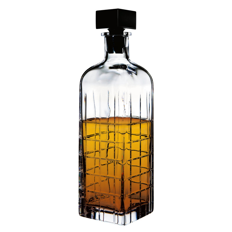 Orrefors Street Crystal Decanter with Black Stopper
