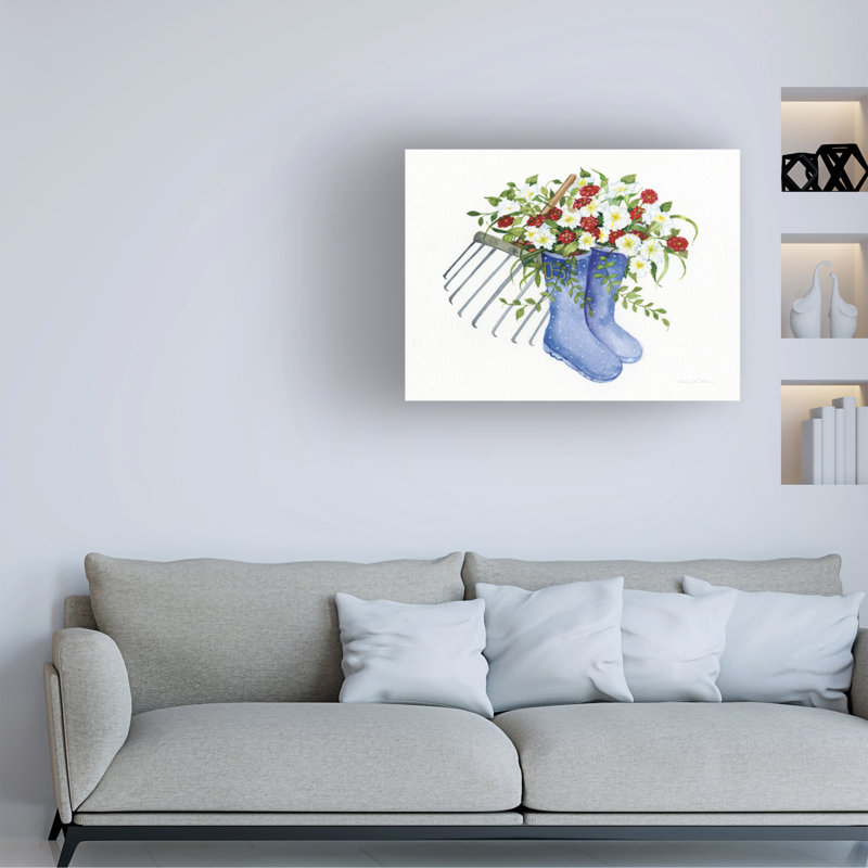 Kathleen Parr McKenna Still Life Boots with Flowers Canvas Art