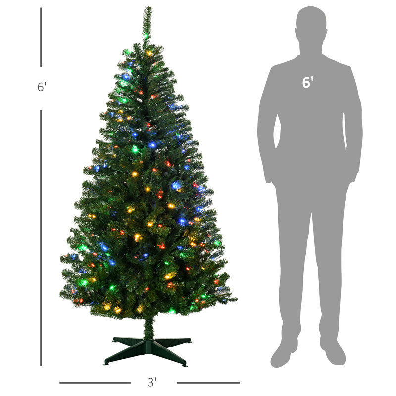 Arbre de Noël artificiel 6 pi avec 584 branches, 212 lumières DEL, ouverture automatique, flamme, facile à assembler, arbre Merry H 70,75 po, retardateur, assemblage simple, festif