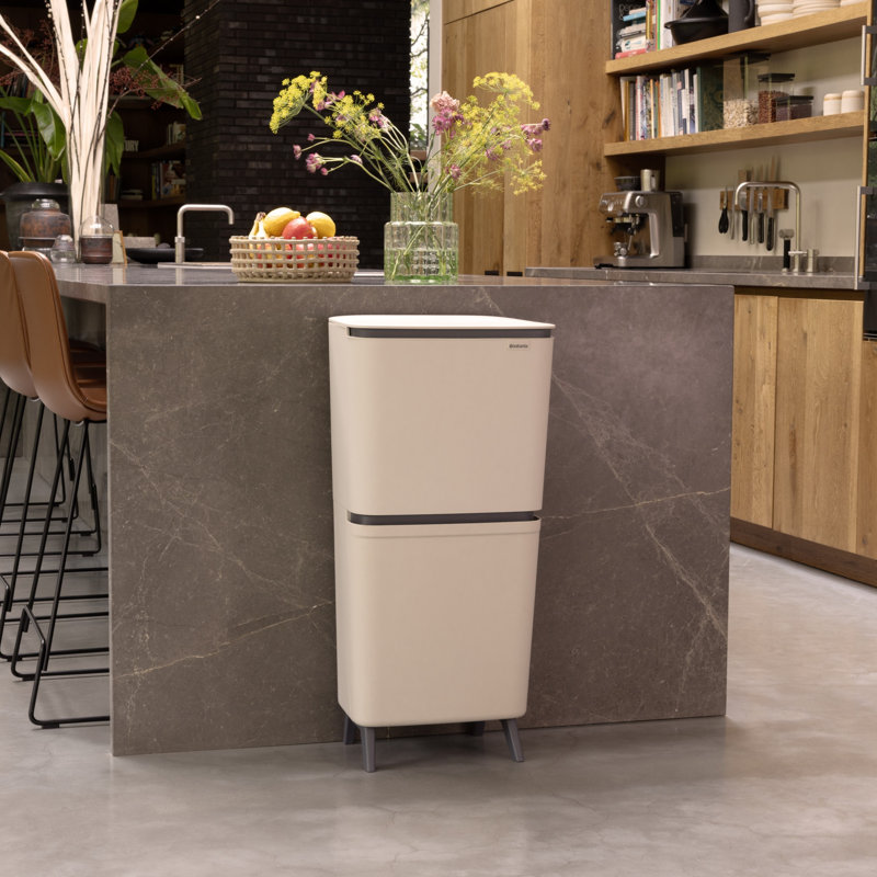Poubelle et poubelle de recyclage Sortia de Brabantia, 5,3 + 6,6 gallons (20 L + 25 L), Soft Beige