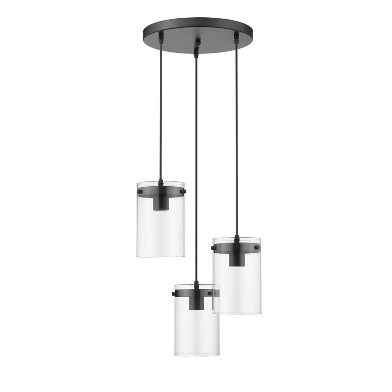 Luminaire suspendu cylindrique à 3 lumières Lambrecht, Noir