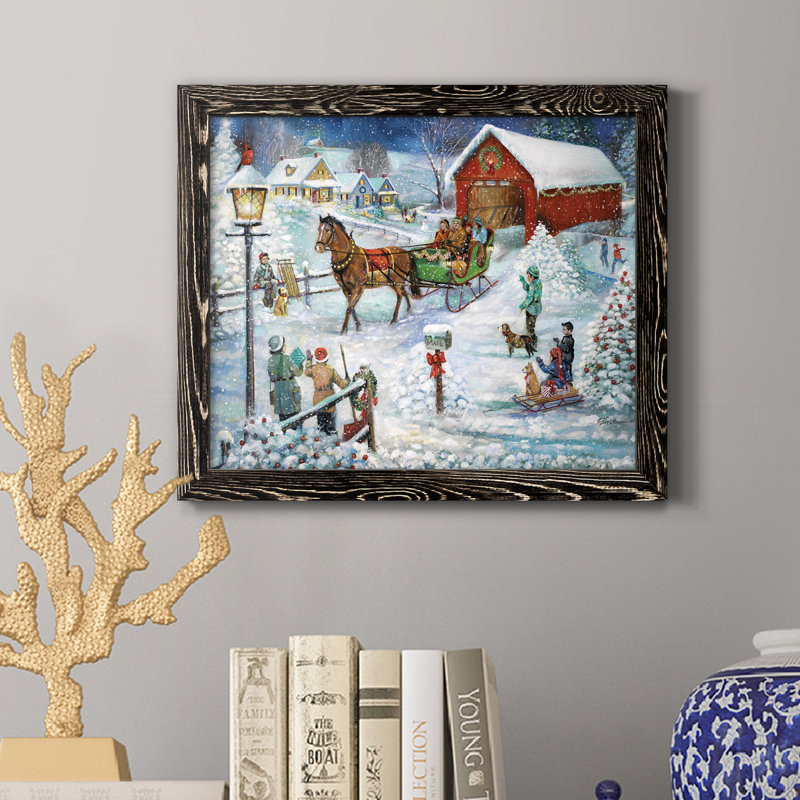 Sleigh Ride - Reproduction d'art sur toile encadrée, H 24 po x l 18 po x P 1,5 po, Noir
