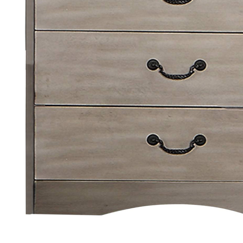 Commode 5 tiroirs Palka, Argent antique