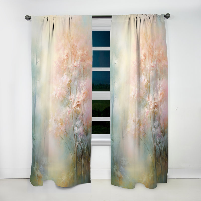 Impression romantique I de Clairborn - arbres et rideaux - obscurcissant la pièce en velours - 1 panneau, L 52 po x L 84 po