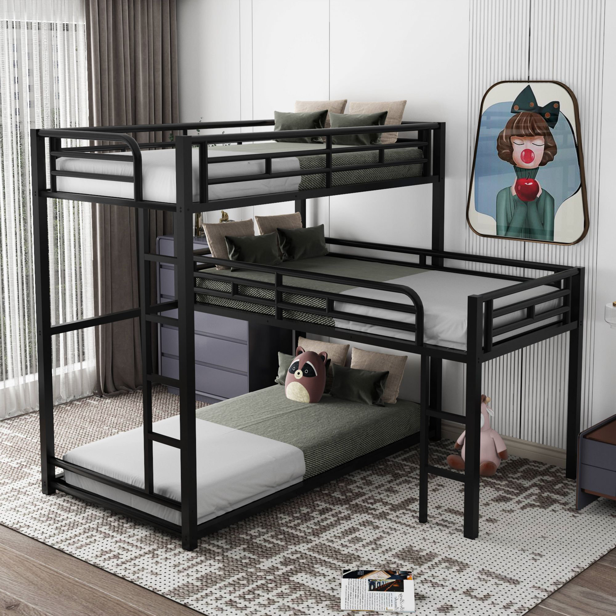 Isabelle & Max™ L-Shaped Metal Triple Twin Size Bunk Bed & Reviews ...