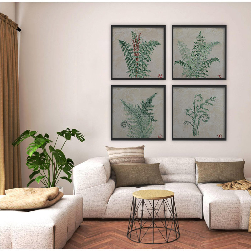 «Monoscape XLVI», ensemble de 4 reproductions d'art, Cadre flottant noir, H 12 po x l 12 po x P 1,5 po
