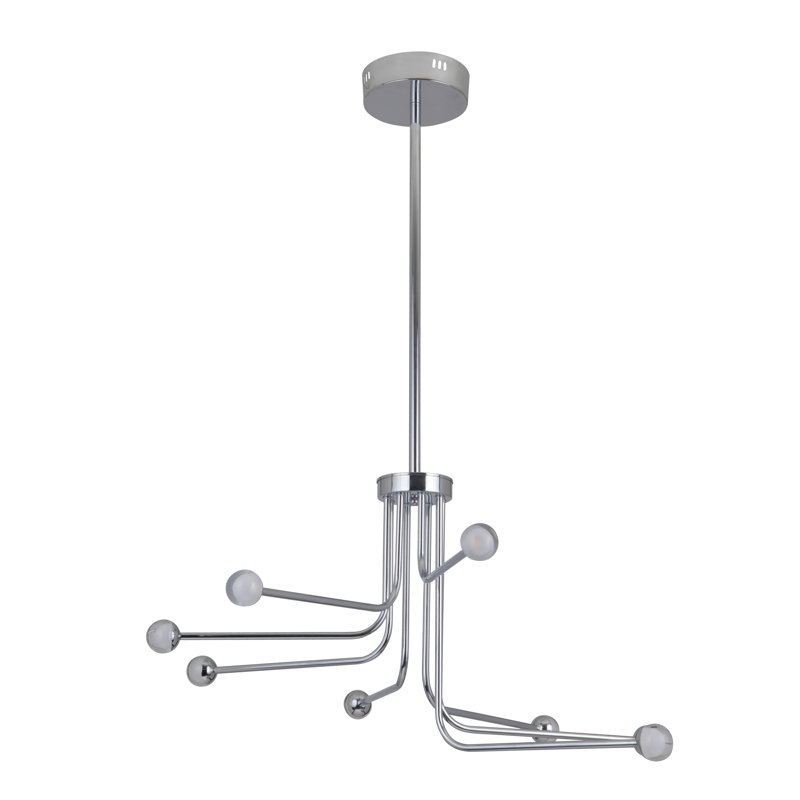 Dittrich 8 - Light Dimmable LED Sputnik Modern Linear Chandelier, Chrome