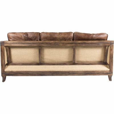 72" Genuine Leather Square Arm Sofa