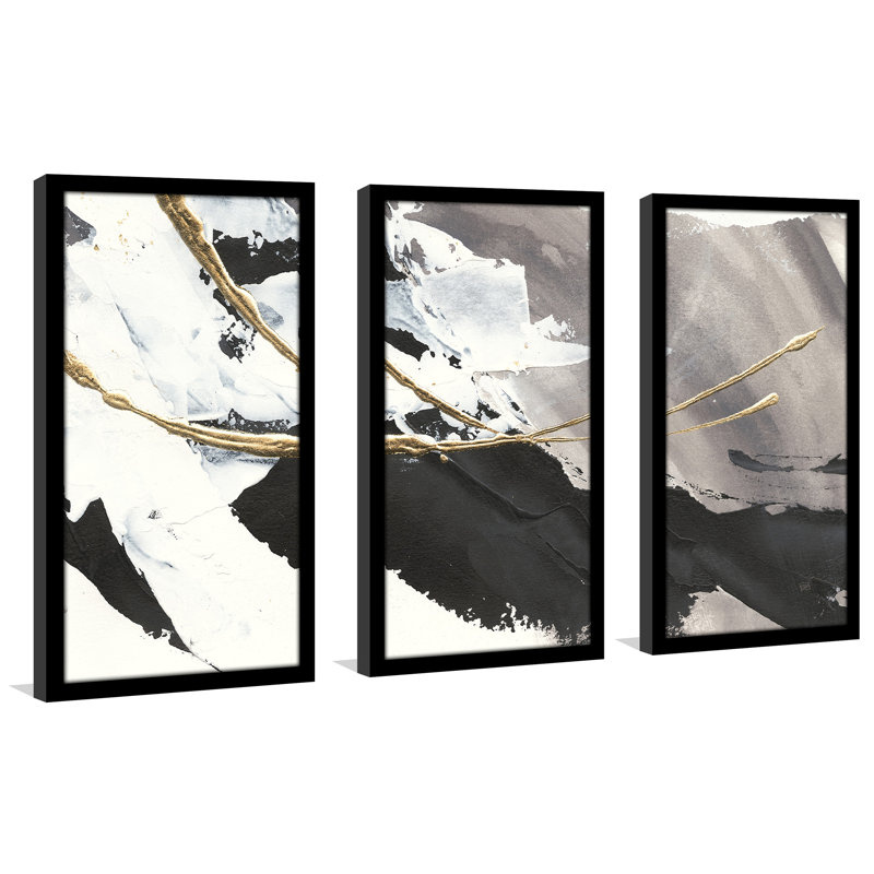 «Gilded Arcs I», peinture sur cadre 3 pièces, H 25,5 po x l 40,5 po x P 1 po