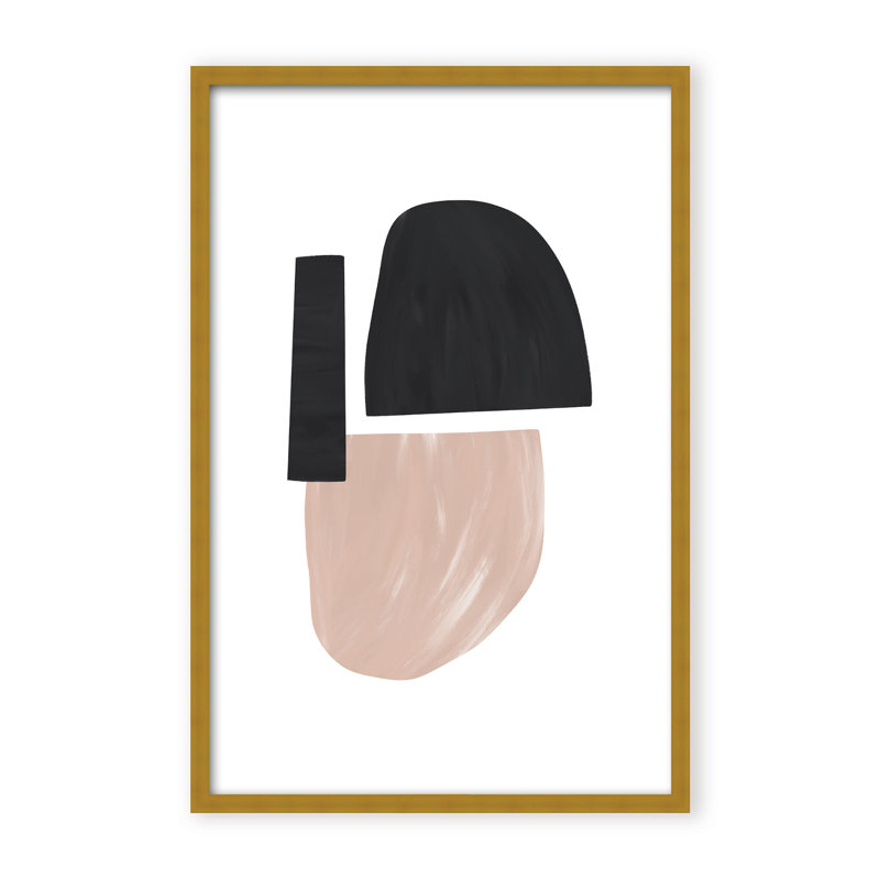 Black and Nude Abstract Shapes by Uplusmestudio - Picture Frame Painting on Paper, 36" H x 24" W x 1.125" D, White