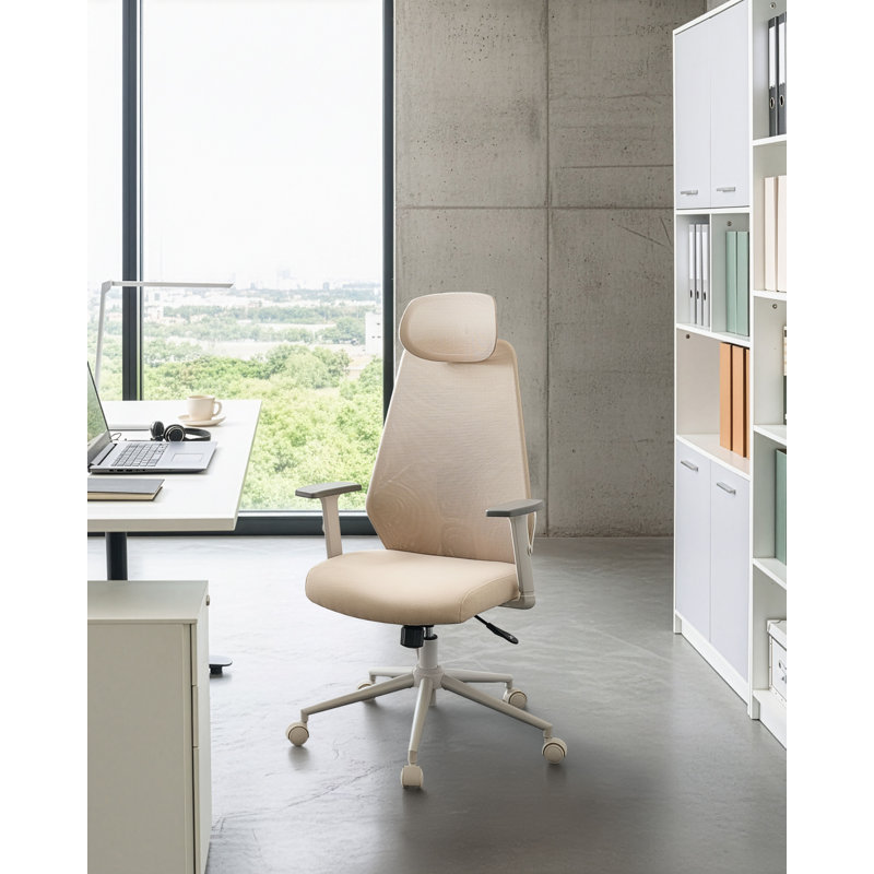 Office Chair with Headrest, Beige