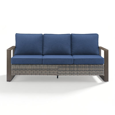 Allcot Patio Outdoor PE Wicker Sofa With Cushions by Latitude Run